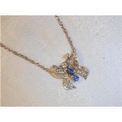 Antique 14K WG Diamond Butterfly Necklace #862041