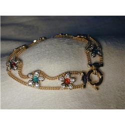 14K YG Ruby Emerald Diamond Toggle Bracelet #862045