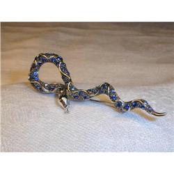 Rare 14K WG Gold Sapphire Diamond Snake Brooch #862057