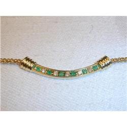Estate 14K YG Gold Emerald Diamond Necklace #862060