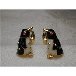 Authentic 18K YG Hidalgo Penguin Ruby Cufflinks #862151