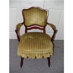 ANTIQUE PARLOR CHAIR WOOD & VELVET #862589