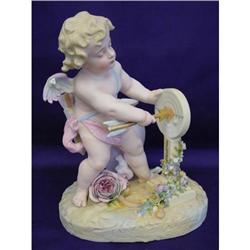 Rare 11in French Sweet Cupid with Target & Vase #862596