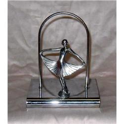 Art Deco Chrome Napkin Holder with Charleston  #862616