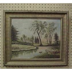 Lovely Signed Outdoor Scene Oil Painting  #862626