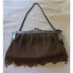 Victorian Purse German Silver Leather Lined #870551