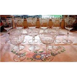 Fostoria Etched Optic Bowl Eleven Stems #870557