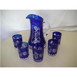 Bavarian Cut Crystal Pitcher and Tumblers #870562