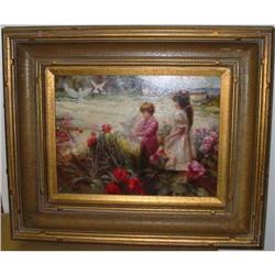 Girls with Flowers- Oil on Canvas by #870580