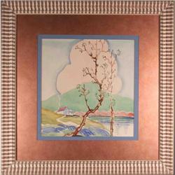 Charman-ORIGINAL watercolor Tree&Mountain #870588