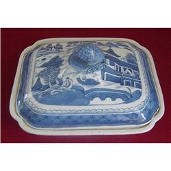CHINESE EXPORT BLUE CANTON LARGE VEGETABLE DISH #870652