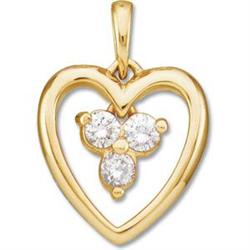  14k Gold HEART Shape Pendant 3 DIAMONDS #870907