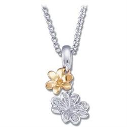 14k NECKLACE FLOWERS  w DIAMONDS #870918