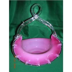 Antique Cranberry Basket-Thistle Hndl--Exquisit #870940