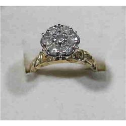 Diamond flower cluster ring. 14k #871405