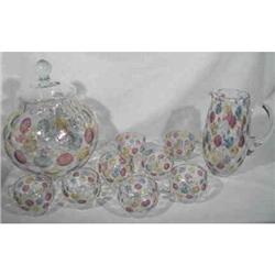 French Punch Bowl, Pitcher and 8 glasses #871407