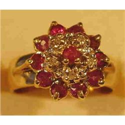 Diamond and Ruby 14k gold ring. #871413