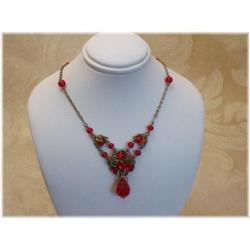 Necklace Art Nouveau Czech Bohemia Deep Red #871609
