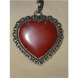 Coral Heart 2" Pendant, Sterling Bead Setting #871638