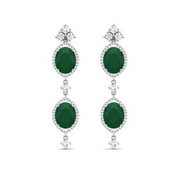 15.81 ctw Emerald & VS Diamond Earrings 18K White Gold