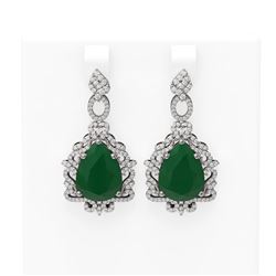 23.25 ctw Emerald & Diamond Earrings 18K White Gold