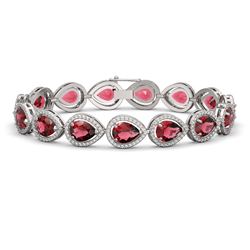 19.7 ctw Tourmaline & Diamond Micro Pave Halo Bracelet 10K White Gold