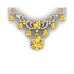 33.38 ctw Canary Citrine & VS Diamond Necklace 18K Yellow Gold
