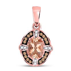 10kt Rose Gold Oval Morganite Fashion Solitaire Pendant 1.00 Cttw