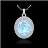 Image 1 : 4 ctw Aquamarine & Micro Pave VS/SI Diamond Necklace 18K White Gold