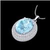 Image 2 : 4 ctw Aquamarine & Micro Pave VS/SI Diamond Necklace 18K White Gold