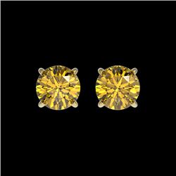 1 ctw Certified Intense Yellow Diamond Stud Earrings 10K Yellow Gold