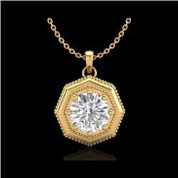 0.75 ctw VS/SI Diamond Solitaire Art Deco Necklace 18K Yellow Gold