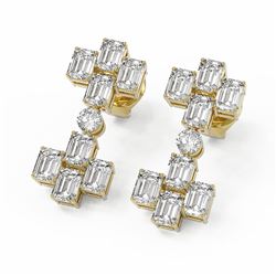 4.58 ctw Emerald Cut Diamond Designer Earrings 18K Yellow Gold