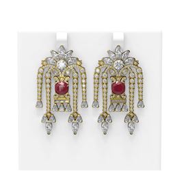 16.13 ctw Ruby & Diamond Earrings 18K Yellow Gold