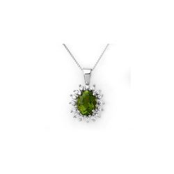 3.55 ctw Green Tourmaline & Diamond Necklace 18K White Gold
