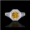 Image 2 : 0.84 ctw Intense Fancy Yellow Diamond Art Deco Ring 18K White Gold