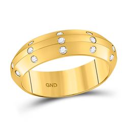 14kt Yellow Gold Round Diamond Wedding Machine-Set Band 1/6 Cttw