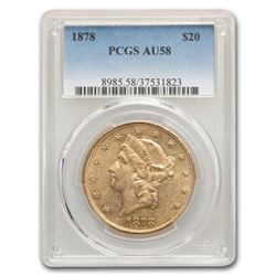 1878 $20 Liberty Gold Double Eagle AU-58 PCGS