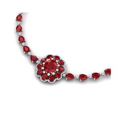 78.98 ctw Ruby & VS Diamond Necklace 18K White Gold