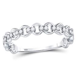 10kt White Gold Round Diamond Link Stackable Band Ring 1/8 Cttw