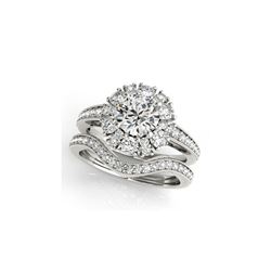 2.19 ctw Certified VS/SI Diamond 2pc Wedding Set Halo 14K White Gold