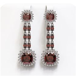 18.92 ctw Garnet & Diamond Earrings 14K White Gold