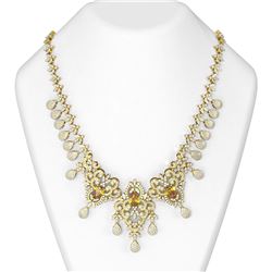 34.03 ctw Canary Citrine & Diamond Necklace 18K Yellow Gold