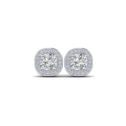2 ctw Cushion Certified VS/SI Diamond Art Deco Stud Earrings 14K White Gold