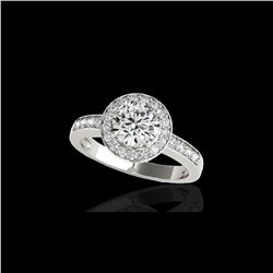 1.4 ctw Certified Diamond Solitaire Halo Ring 10K White Gold