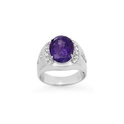 7.33 ctw Tanzanite & Diamond Men's Ring 10K White Gold