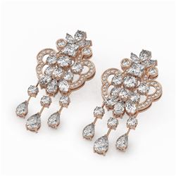16.75 ctw Mixed Cut Diamond Designer Earrings 18K Rose Gold