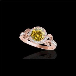 1.33 ctw Certified SI/I Fancy Intense Yellow Diamond Ring 10K Rose Gold