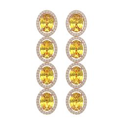 12.62 ctw Fancy Citrine & Diamond Micro Pave Halo Earrings 10K Rose Gold