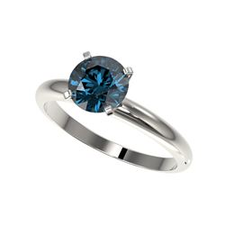 1.47 ctw Certified Intense Blue Diamond Engagement Ring 10K White Gold